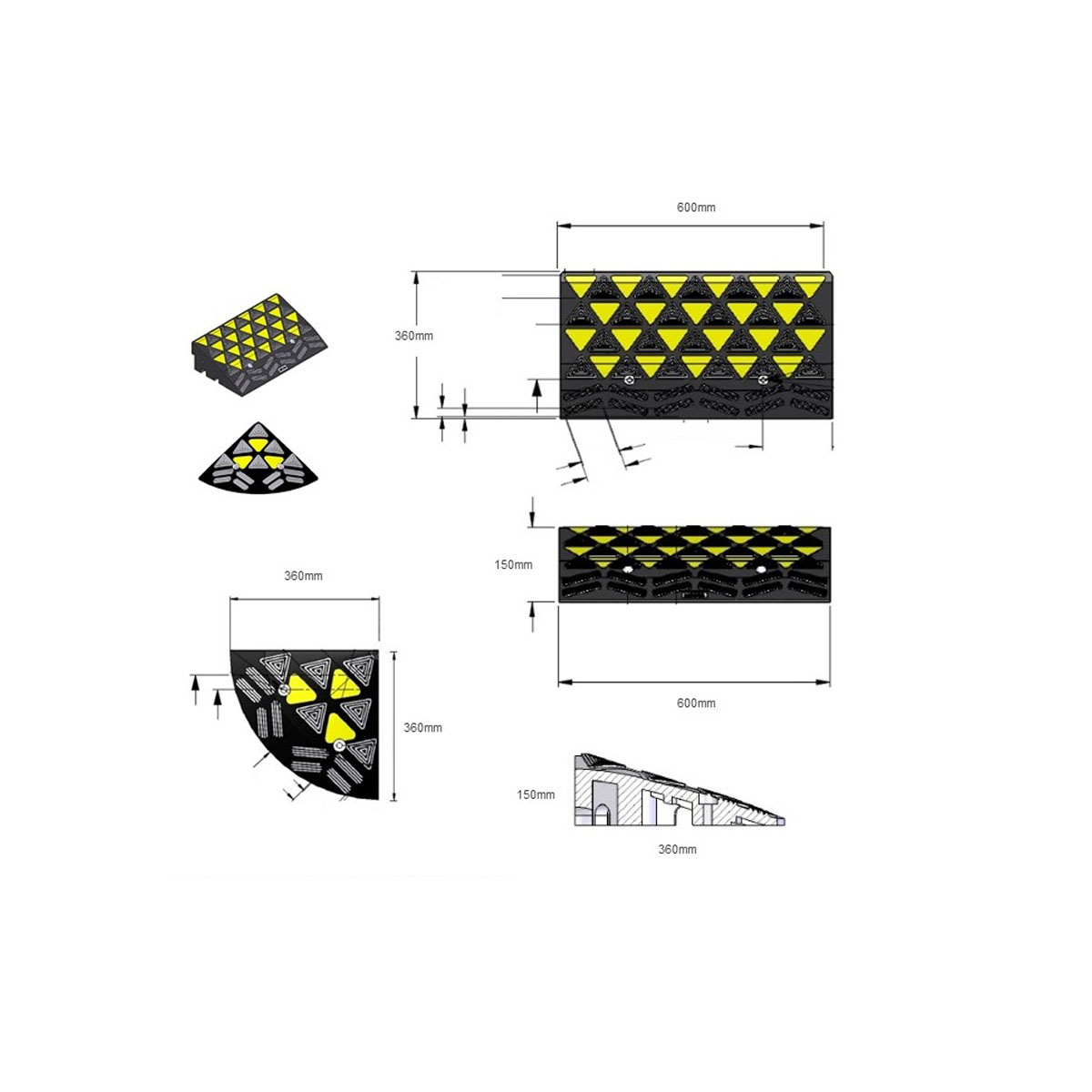 Heavy Duty Rubber Kerb Ramp Suitable for Trucks and Buses Kerb